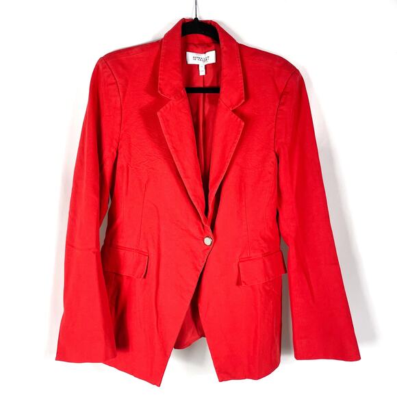 Derek Lam 10 Crosby Noah Blazer Red One-Button Jacket Cotton‎ Blend Sz 14 - Picture 6 of 14